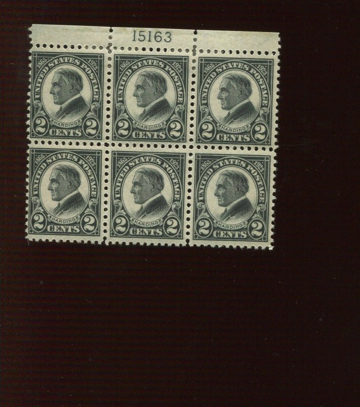 610 Harding  Mint  Plate Block of 6 Stamps  (610 PB A28)