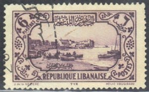 LEBANON SCOTT #128   **USED** 1930-35    6p   TYRE HARBOR  SEE SCAN