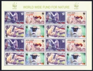 Sierra Leone WWF Patas Monkey Sheetlet of 4 sets 2004 MNH SC#2752 a-d