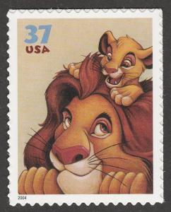 US 3867 Disney Friendship Mufasa Simba 37c single (1 stamp) MNH 2004