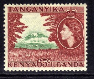 Kenya Uganda Tanganyika 1954 - 59 QE2 65ct Kilimanjaro Umm SG 174 ( K897 )