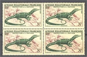 FRENCH EQUATORIAL AFRICA, 8 F VARAN / NATURE 1955, BLo4 MNH 