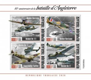 Togo - 2020 Battle of Britain World War II - 4 Stamp Sheet - TG200360a