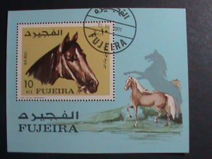 FUJEIRA -1971  WORLD FAMOUS BEAUTIFUL LOVELY HORSE CTO-SHEET VERY FINE