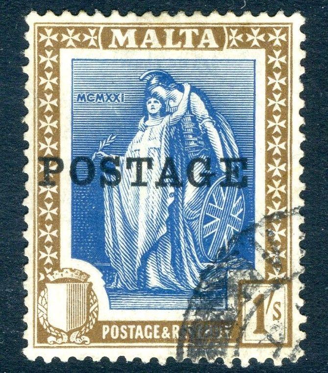 MALTA -1926 1/- Indigo & Sepia Sg 152 FINE USED  V18846