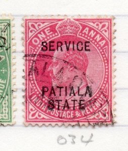 Indian States Patiala 1903-10 Early Issue Fine Used 1a. Optd 203589