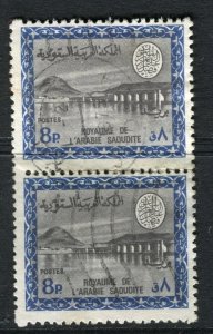 SAUDI ARABIA;  1966 early Cartouche II Hanifa Dam issue 8p. used Pair