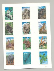 Maldives #1857b-1865a Endangered Animals 12v Imperf Proofs Mounted in Folder