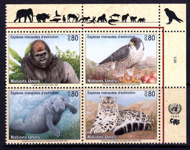 UN - Switzerland 1993 Endangered Species Complete Mint MNH Set Block SC 231a