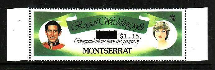 Montserrat-Sc#514-SG#585e-unused NH $3 Royal Redding  with surcharge error-$1.15