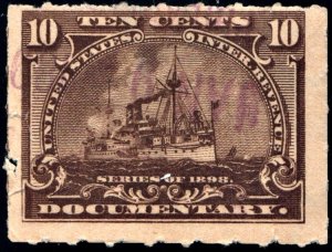 R168 10¢ Documentary Stamp (1898) Used/Date Stamped