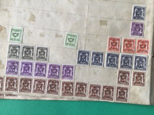 Belgium pre cancel stamps on 2 old album part pages Ref A8455