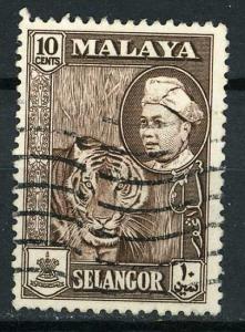 Malaya SELANGOR 1957 - Scott 107 used - 10c, Sultan & Tiger 