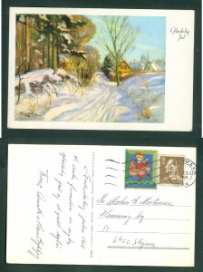 Denmark. Christmas Card 1968. Seal + 50 Ore. Copenh. Farm, Road, Forest. Skjern