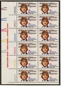 1980 Blanche Stuart Scott, aviation pioneer MNH Sc C99 plate block of 12 Typical