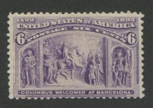 1893 US Stamp #235 6c Mint Never Hinged Fine Catalogue Value $150