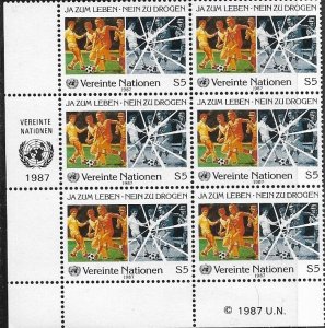 1987 United Nations Vienna Fight Drugs SC# 70 Inscription Block Mint