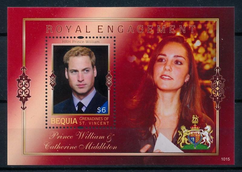 [76505] Bequia Gren. St. Vincent 2011 Royal Engagement Prince William Sheet MNH