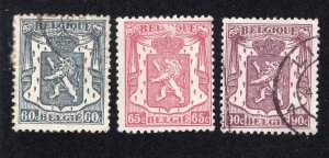 Belgium 1941-46 60c, 65c, 90c Arms, Scott 276-277, 281 used, value = 75c