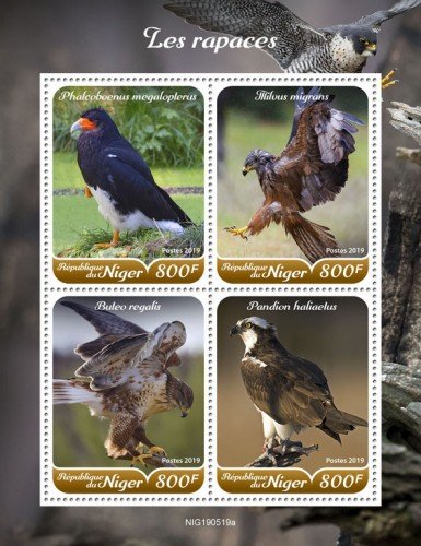 NIGER - 2019 - Raptors - Perf 4v Sheet  - M N H