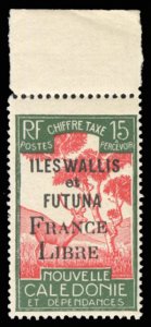 French Colonies, Wallis & Fetuna #J28 Cat$37.50, 1943 15c France Libre, top m...