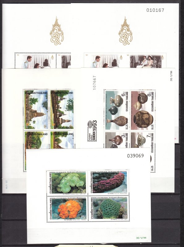 Z27a JL Stamps 1990,s thailand s/s mnh #1467a-b,1477a-b,1993a,1506a-b,1510 1592a