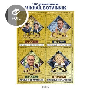 C A R - 2021 - Mikhail Botvinnik - Perf Gold 4v Sheet - Mint Never Hinged