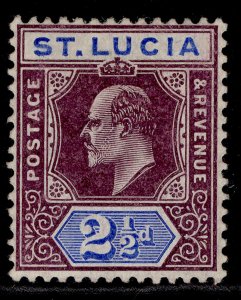 ST. LUCIA EDVII SG68b, 2½d dull purple & ultramarine, M MINT. Cat £17. CHALKY