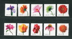 US SC# 4166 - 4175 All 10 41¢ Flowers Coil Stamps MNH