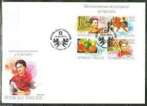 TOGO 2014 60th MEMORIAL ANNIVERSARY OF FRIDA KAHLO SHEET  FIRST DAY COVER