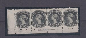 NOVA SCOTIA # 8 VF-MNH STRIP OF 4 1ct WITH INSCRIPTION CAT VALUE $160