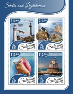 SOLOMON IS.- 2017 - Shells & Lighthouses - Perf 4v Sheet - Mint Never Hinged