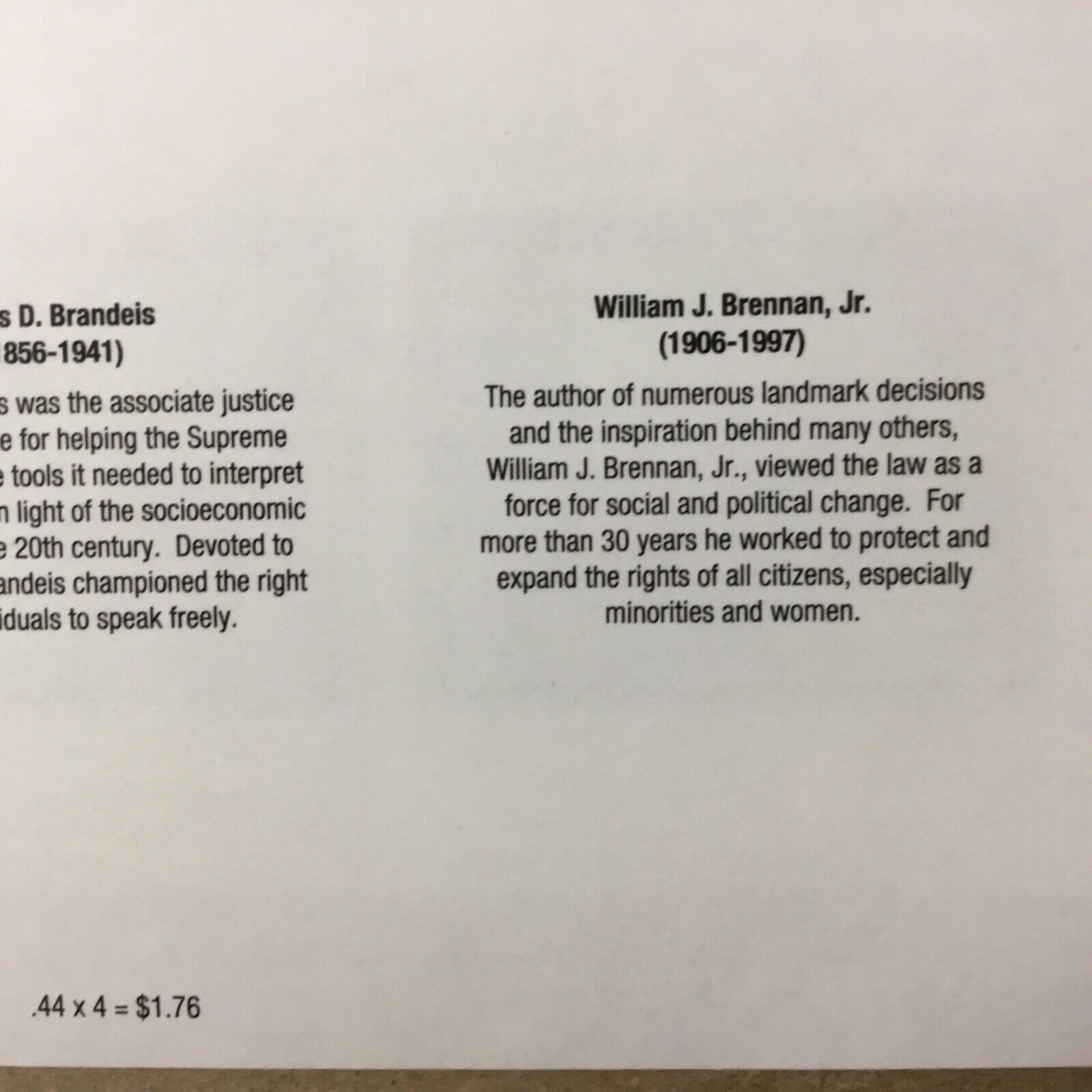 4422 44c Justices of the Supreme Court Souvenir Sheet F-VF Mint (4422nh)  Golden Valley Minnesota Stamp Co