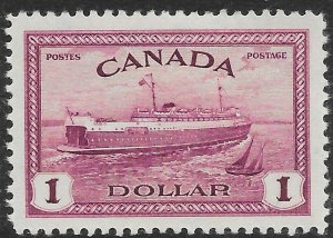 CANADA SG406 1946 PEACE $1 PURPLE MTD MINT