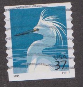 US #3829A Snowy Egret Used PNC Single plate #P11111