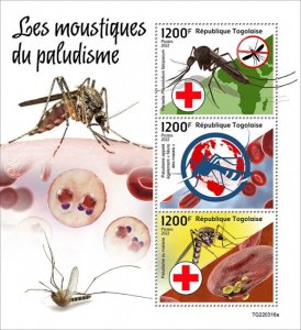 TOGO - 2022 - Malaria Mosquitoes - Perf 3v Sheet  - Mint Never Hinged