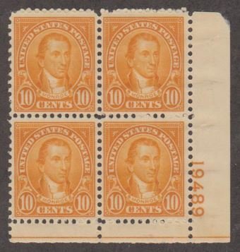 U.S. Scott #642 Monroe Stamps - Mint Plate Block