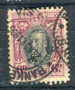 RHODESIA; 1930s early GV portrait issue used Shade of 6d. fine POSTMARK