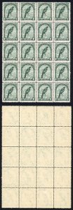 New Zealand SG588b 1/- Mult Wmk Perf 12.5 Block of 20 Cat 1500++ pounds