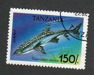 Tanzania; Scott 1141;  1993;  Precanceled; NH; Sharks