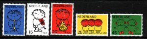 Netherlands-Sc#B452-6-Music-Unused NH set-Instruments-Child Welfare-1959-