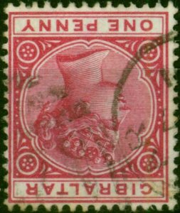 Gibraltar 1898 1d Carmine SG40w 'Wmk Inverted' Fine Used Example of this Rare...