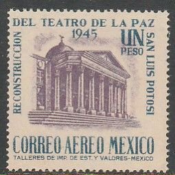 MEXICO C149, $1P Reconstruction of La Paz Theater MINT, NH. F-VF.