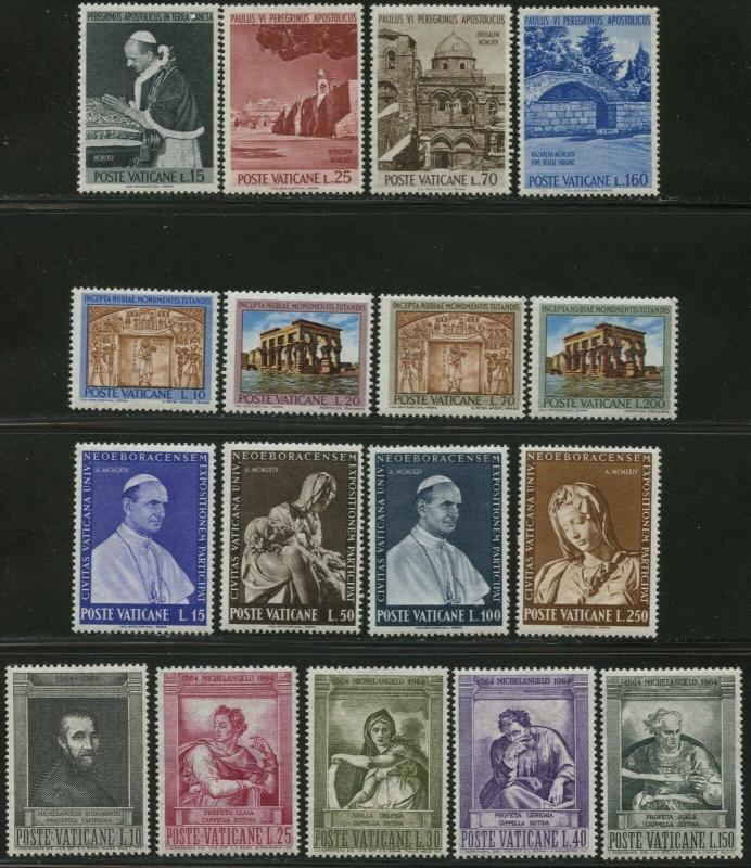 VATICAN Sc#375-403 Eight Sets 1964 Year Complete Mint OG NH