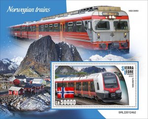 SIERRA LEONE - 2022 - Norwegian Trains - Perf Souv Sheet #2-Mint Never Hinged