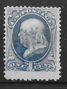 USA 156: 1c Franklin, used,  AVG, blue cancel