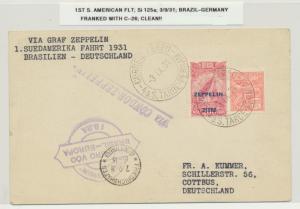 BRAZIL -GERMANY 1931 ZEPPELIN, 1st SOUTH AMERICAN FLIGHT, Si#125a Sc#C26