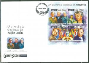 GUINEA BISSAU 70th ANN UNITED NATIONS WINSTON CHURCHILL FD ROOSEVELT FDC