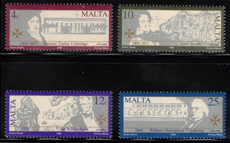 MALTA 1990 British Poets and Novelists; Scott 755-58; MNH