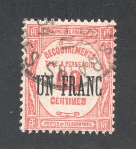 France #J68     F/VF, Used, 1 fr on 60c red,  CV $2.75 .... 2012047